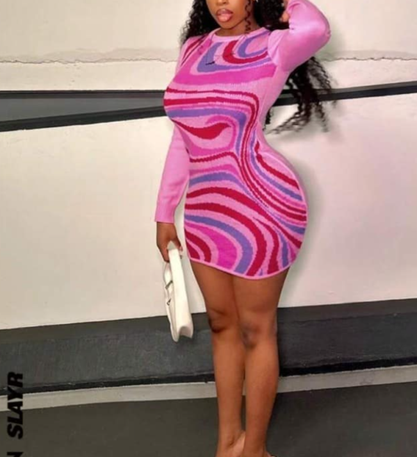 Pink Swirl Sweater Dress