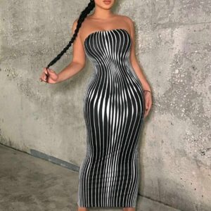 Stripe Halter Bodycon